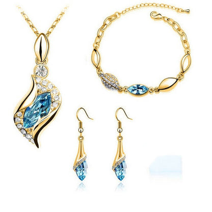 Fashion Angel Elf Crystal Necklace Earring Bracelet Jewelry Set Wholesale