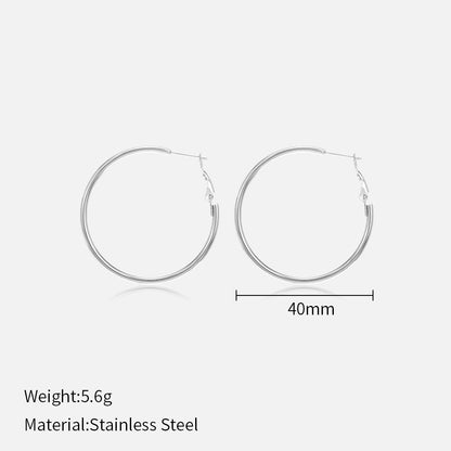 1 Pair Simple Style Solid Color Plating Stainless Steel Hoop Earrings