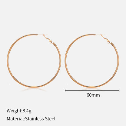 1 Pair Simple Style Solid Color Plating Stainless Steel Hoop Earrings