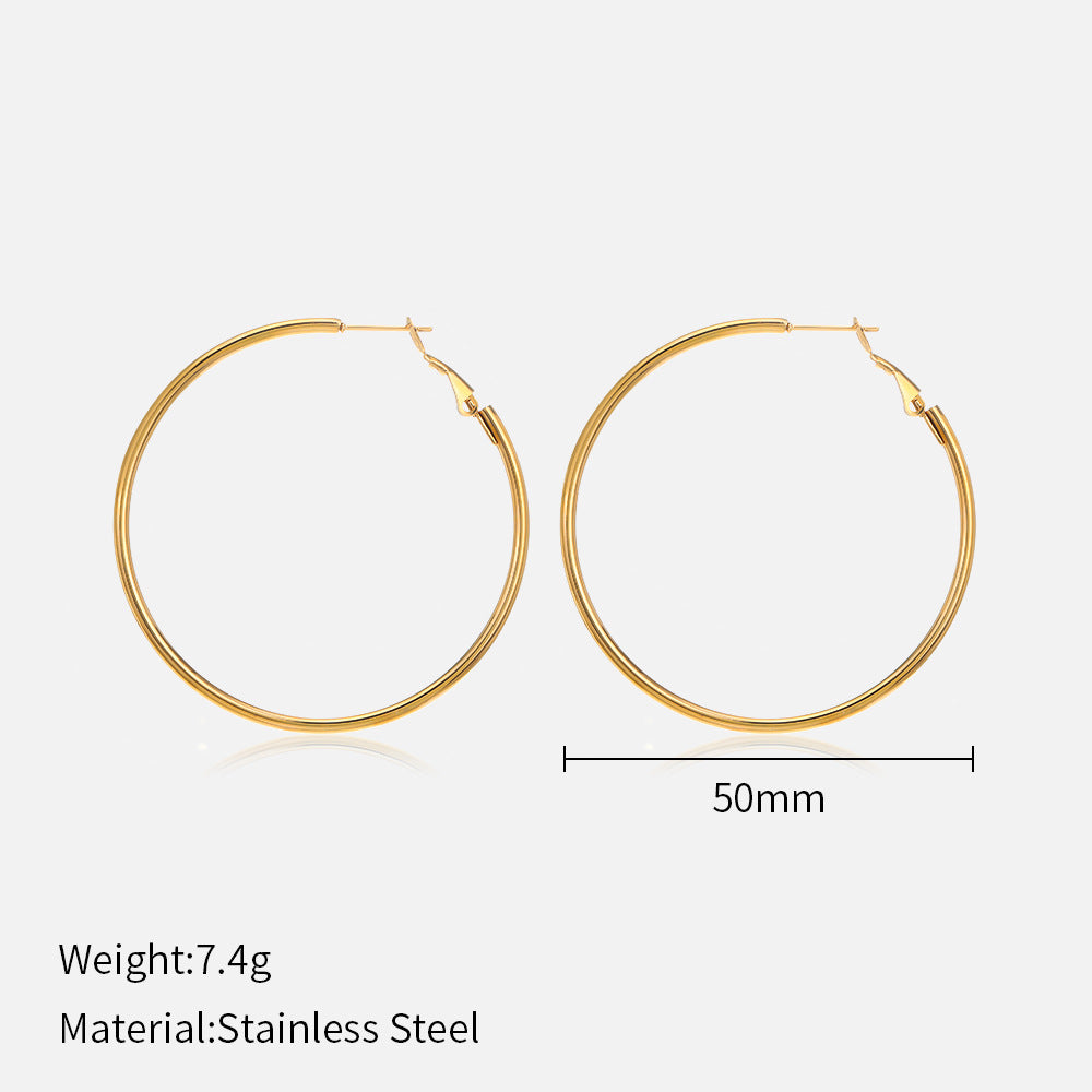 1 Pair Simple Style Solid Color Plating Stainless Steel Hoop Earrings