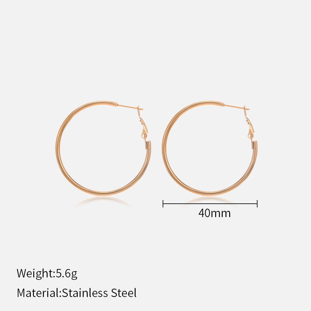 1 Pair Simple Style Solid Color Plating Stainless Steel Hoop Earrings