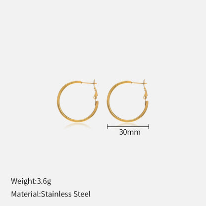 1 Pair Simple Style Solid Color Plating Stainless Steel Hoop Earrings