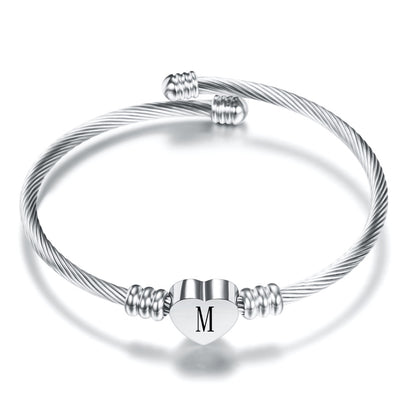 Sweet Heart Shape Titanium Steel Plating Bangle