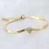 Simple Style Heart Shape Titanium Steel Gold Plated Artificial Rhinestones Gold Plated Bracelets