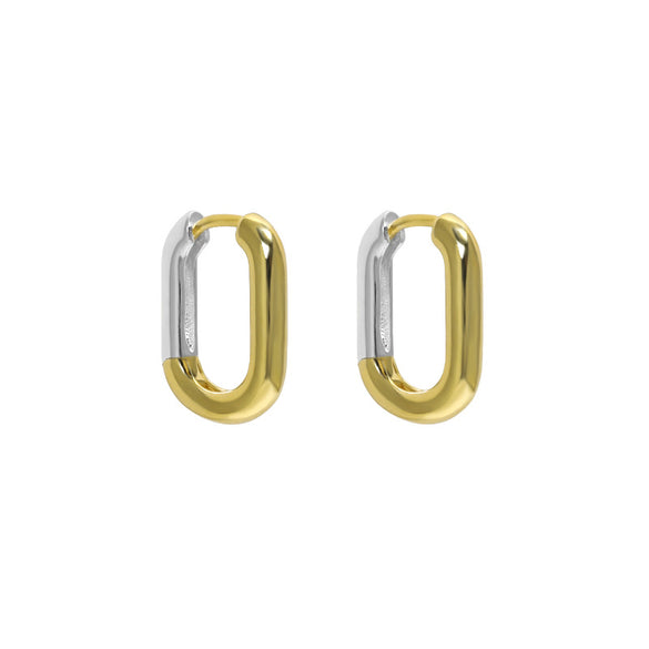 Ins Style Color Block Sterling Silver Plating Hoop Earrings 1 Pair
