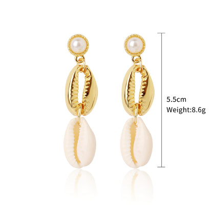 Fashion Shell Shell Inlaid Shell Artificial Pearls Women's Earrings 1 Pair