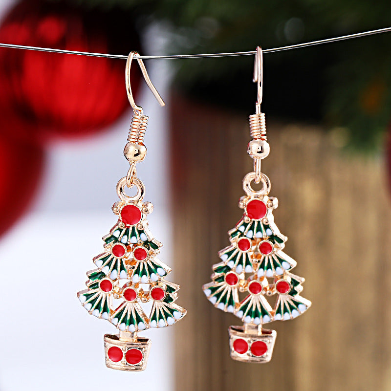 Cute Geometric Alloy Enamel Rhinestones Women's Earrings 1 Pair