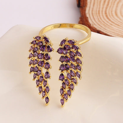 Fashion Wings Copper Gold Plated Zircon Rings In Bulk