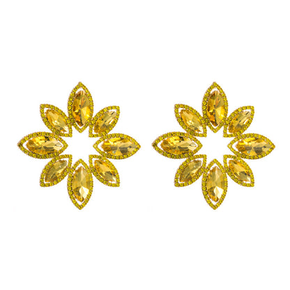 Fashion Flower Alloy Rhinestone Glass Women's Ear Studs 1 Pair