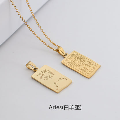 Fashion Constellation Titanium Steel Plating Necklace