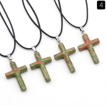 Fashion Cross Natural Stone Polishing Jewelry Accessories 1 Piece