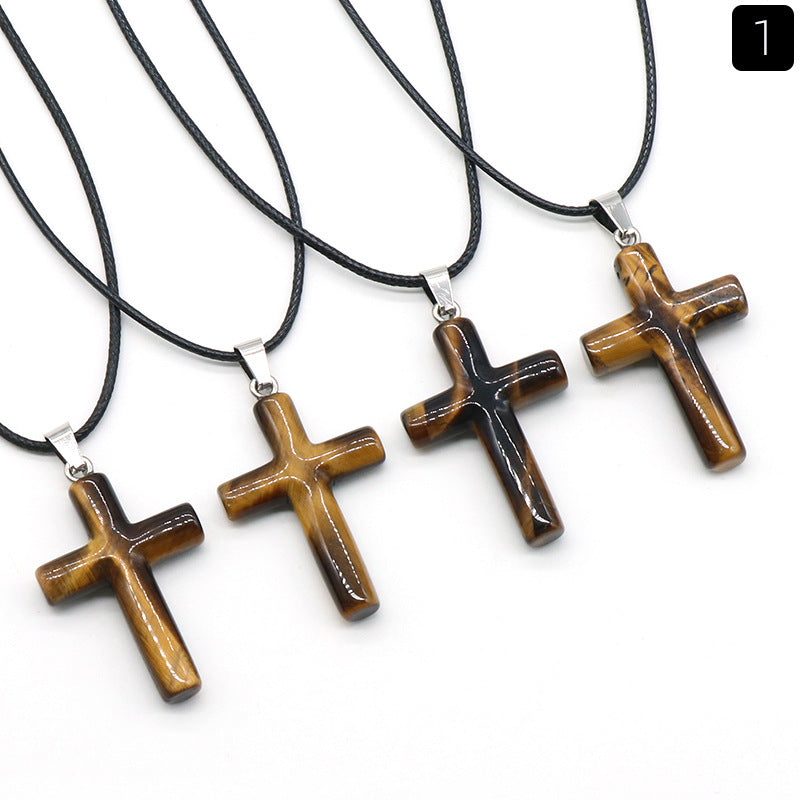 Fashion Cross Natural Stone Polishing Jewelry Accessories 1 Piece