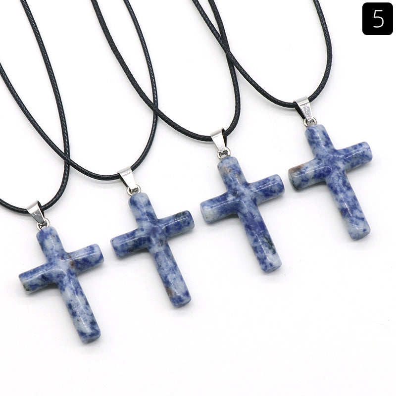 Fashion Cross Natural Stone Polishing Jewelry Accessories 1 Piece