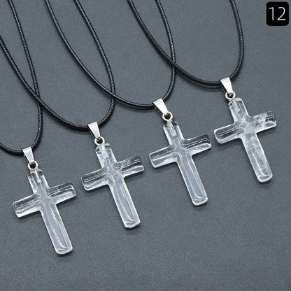 Fashion Cross Natural Stone Polishing Jewelry Accessories 1 Piece