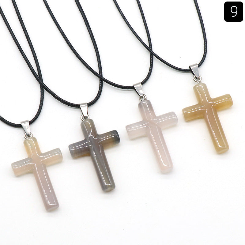 Fashion Cross Natural Stone Polishing Jewelry Accessories 1 Piece