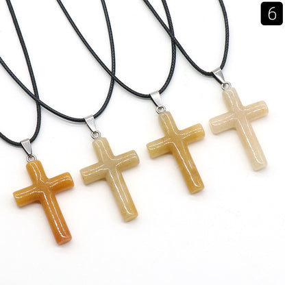 Fashion Cross Natural Stone Polishing Jewelry Accessories 1 Piece