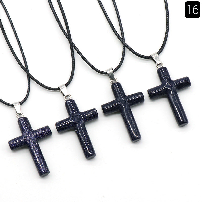 Fashion Cross Natural Stone Polishing Jewelry Accessories 1 Piece