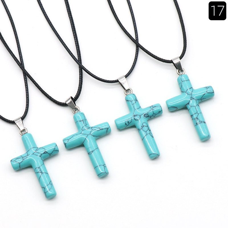 Fashion Cross Natural Stone Polishing Jewelry Accessories 1 Piece