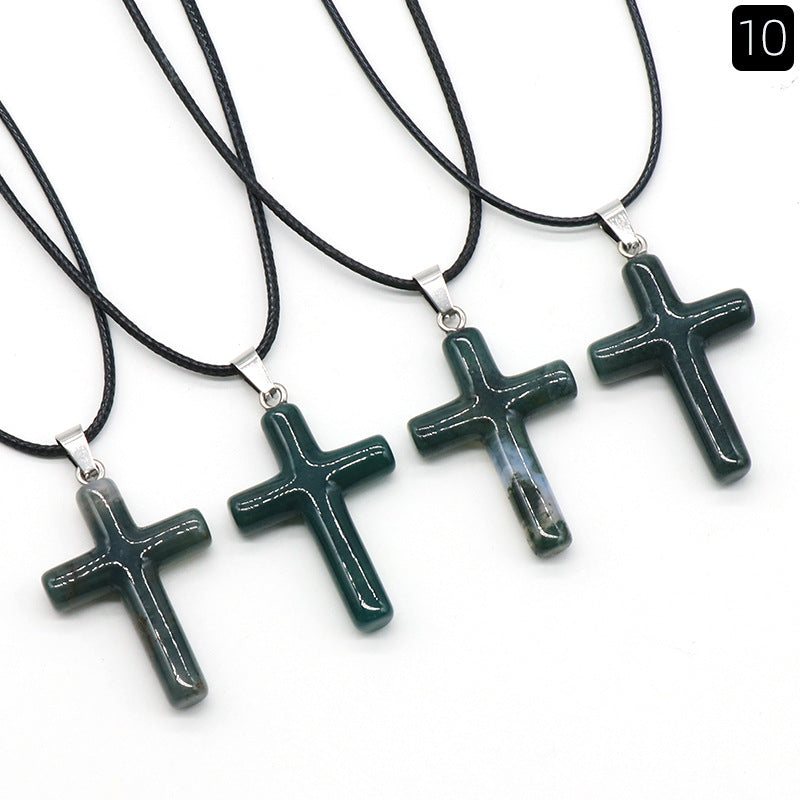 Fashion Cross Natural Stone Polishing Jewelry Accessories 1 Piece