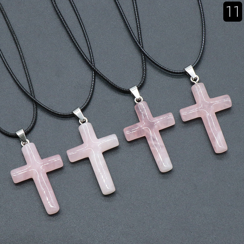 Fashion Cross Natural Stone Polishing Jewelry Accessories 1 Piece