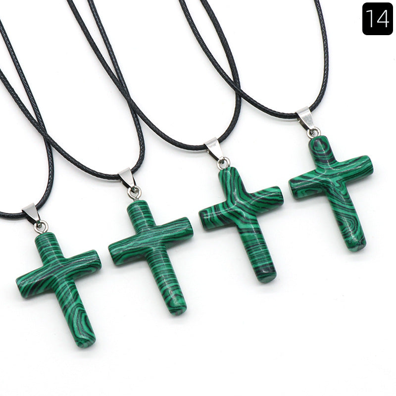 Fashion Cross Natural Stone Polishing Jewelry Accessories 1 Piece