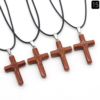 Fashion Cross Natural Stone Polishing Jewelry Accessories 1 Piece