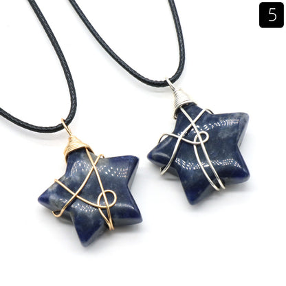 Retro Pentagram Natural Stone Jewelry Accessories 1 Piece