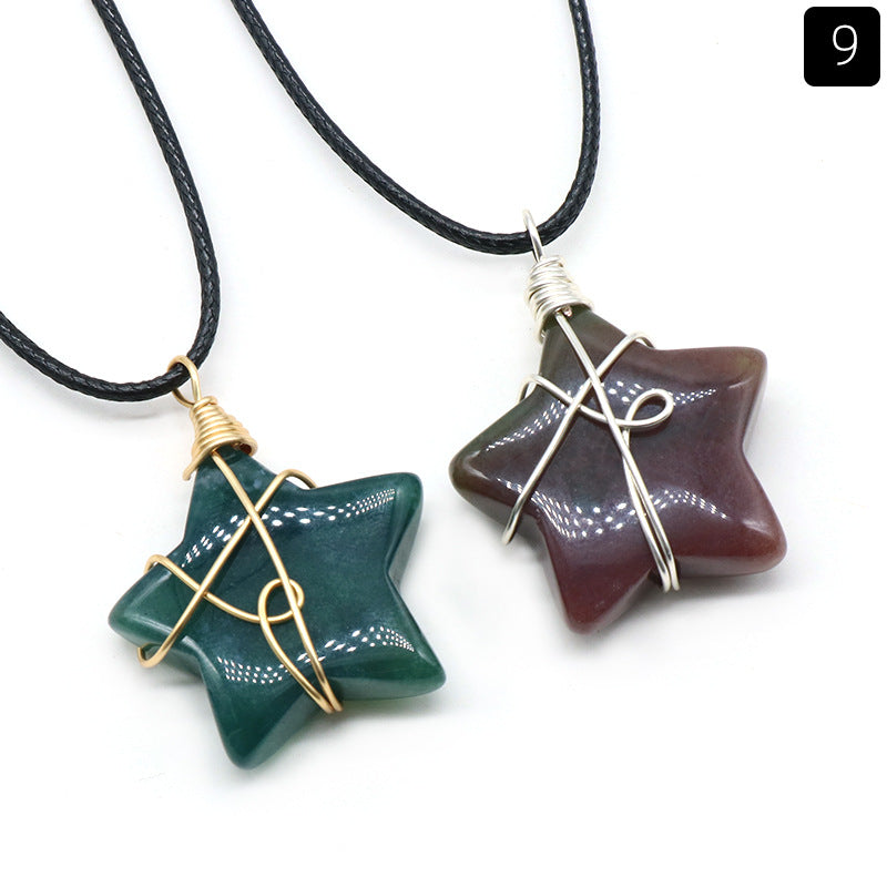 Retro Pentagram Natural Stone Jewelry Accessories 1 Piece