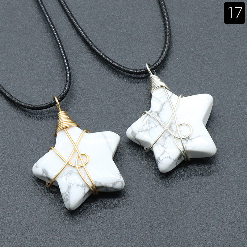 Retro Pentagram Natural Stone Jewelry Accessories 1 Piece