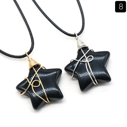 Retro Pentagram Natural Stone Jewelry Accessories 1 Piece