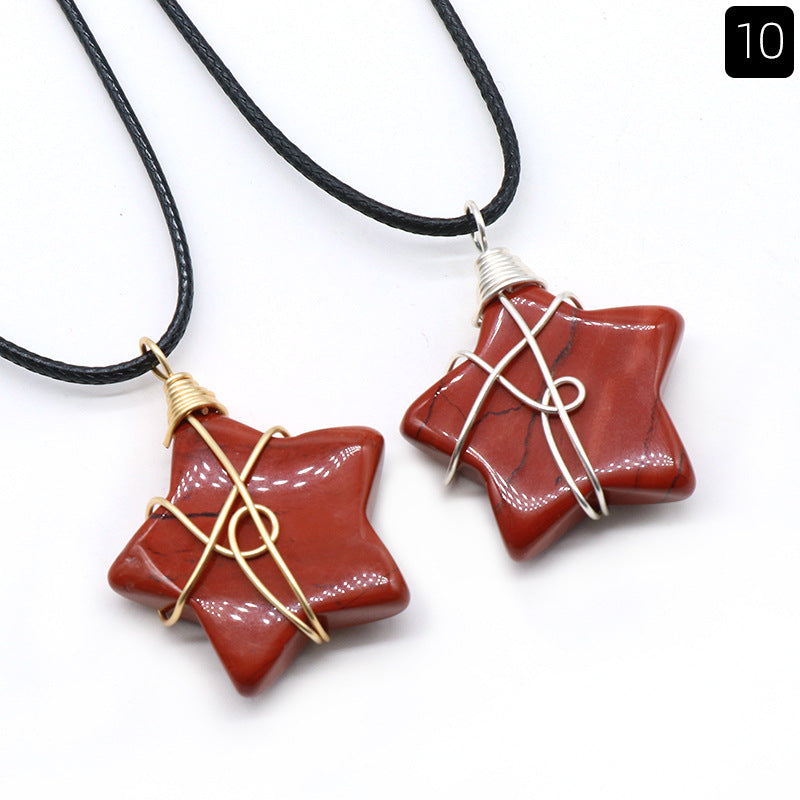 Retro Pentagram Natural Stone Jewelry Accessories 1 Piece