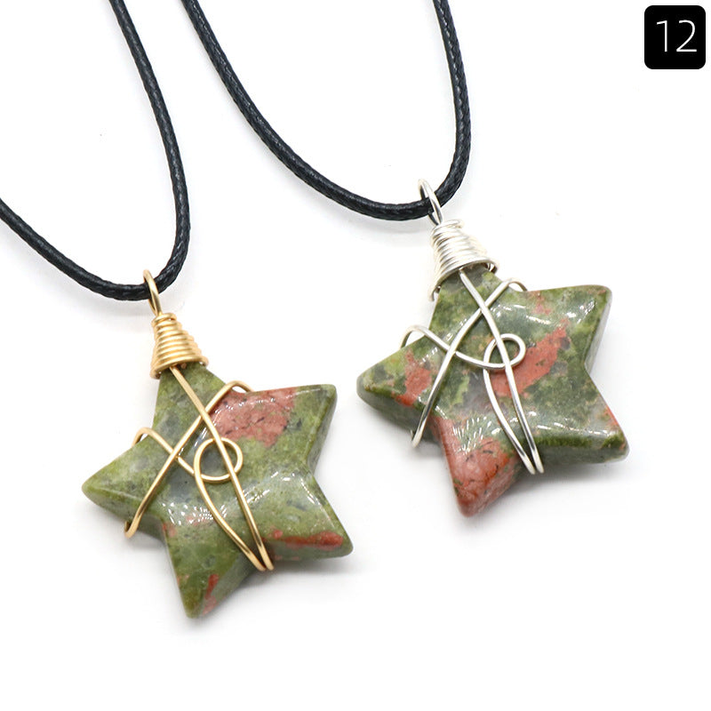 Retro Pentagram Natural Stone Jewelry Accessories 1 Piece