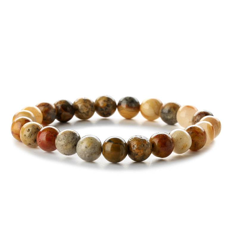 Retro Round Beaded Natural Stone Unisex Bracelets 1 Piece