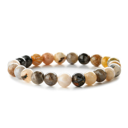 Retro Round Beaded Natural Stone Unisex Bracelets 1 Piece