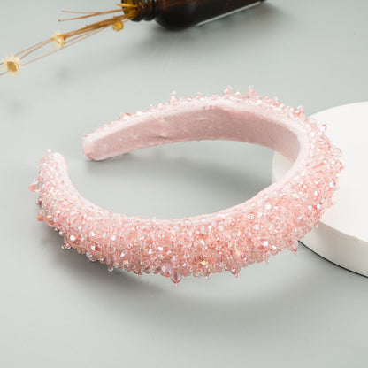 Fashion Solid Color Sponge Inlay Crystal Hair Band 1 Piece