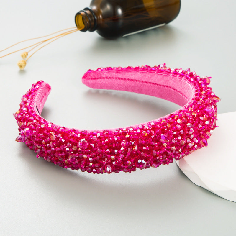 Fashion Solid Color Sponge Inlay Crystal Hair Band 1 Piece