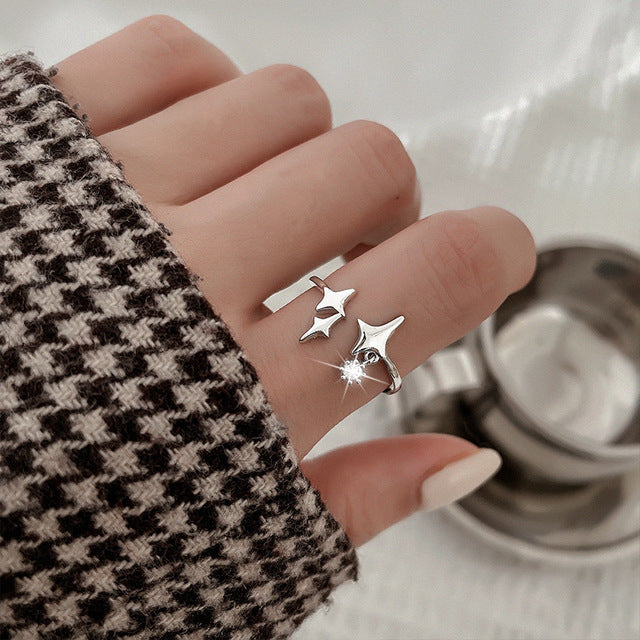 Fashion Star Alloy Inlay Rhinestones Unisex Open Ring 1 Piece