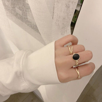 Fashion Round Alloy Enamel Plating Women's Open Ring 3 Pieces