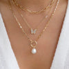 Fashion Butterfly Alloy Inlay Artificial Pearls Rhinestones Women's Clavicle Chain Layered Necklaces 1 Piece