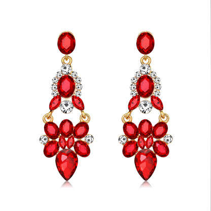 Fashion Solid Color Alloy Hollow Out Inlay Rhinestones Women's Drop Earrings 1 Pair