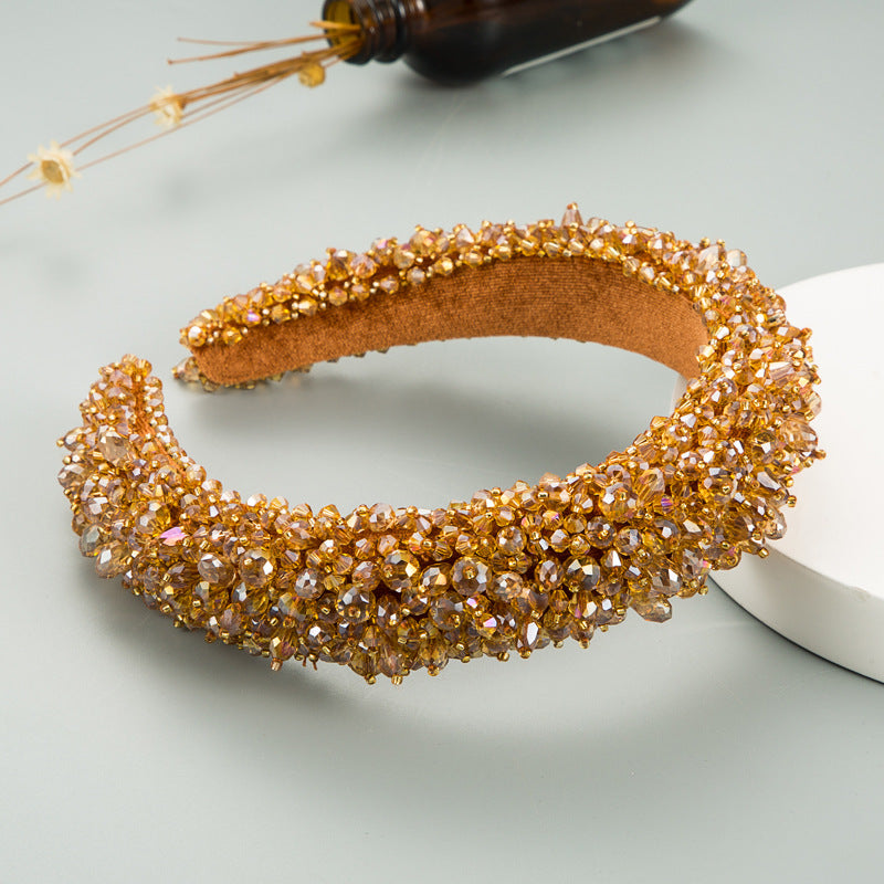 Fashion Solid Color Sponge Inlay Crystal Hair Band 1 Piece