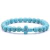 Retro Cross Round Beaded Natural Stone Bracelets