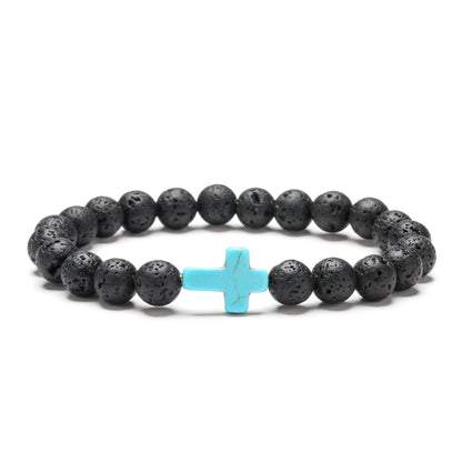 Retro Cross Beaded Natural Stone Bracelets