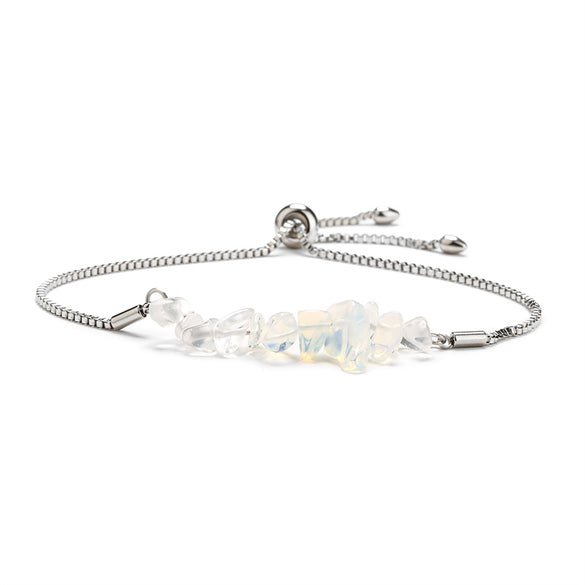 Retro Color Block Stainless Steel Inlay Natural Stone Bracelets 1 Piece