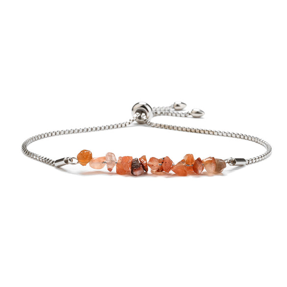 Retro Color Block Stainless Steel Inlay Natural Stone Bracelets 1 Piece