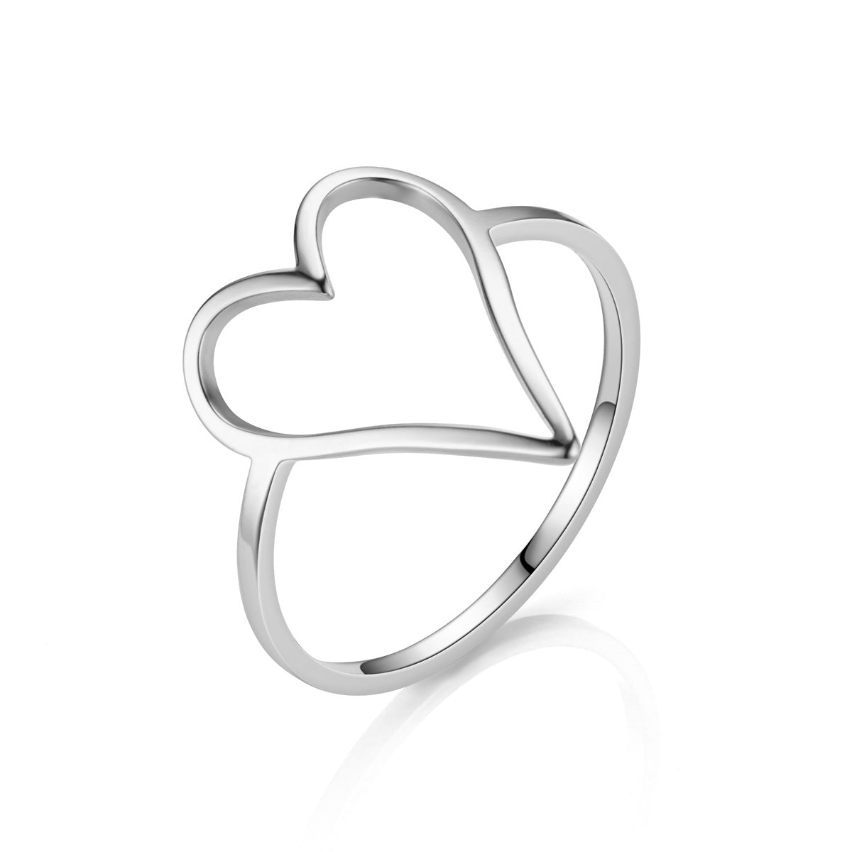 Simple Style Heart Shape Titanium Steel Plating Rings