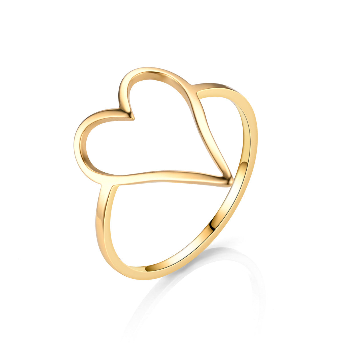 Simple Style Heart Shape Titanium Steel Plating Rings