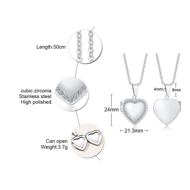 Simple Style Heart Shape Stainless Steel Plating Zircon Pendant Necklace 1 Piece