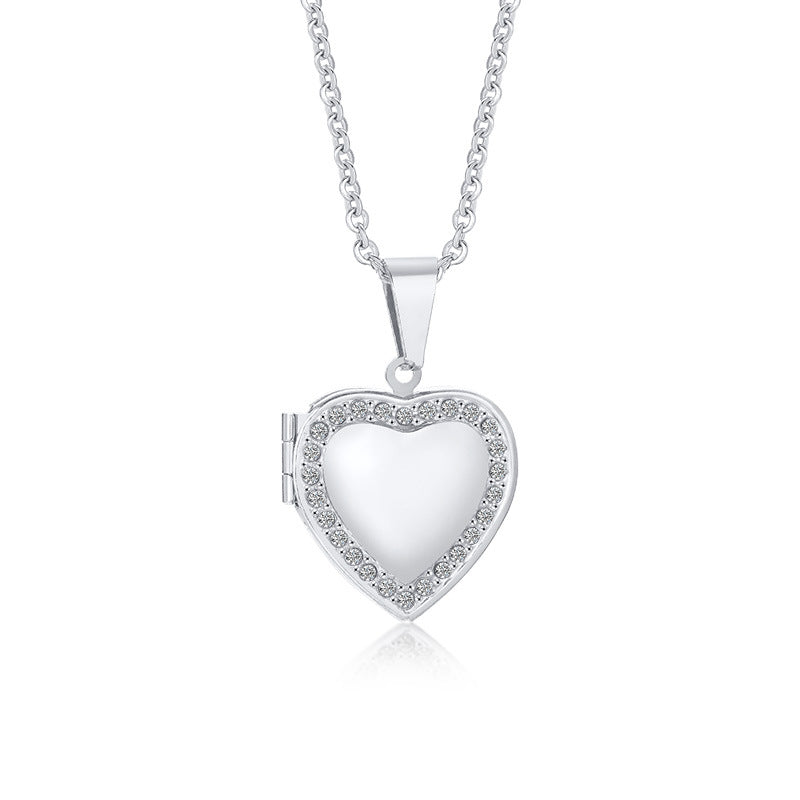 Simple Style Heart Shape Stainless Steel Plating Zircon Pendant Necklace 1 Piece