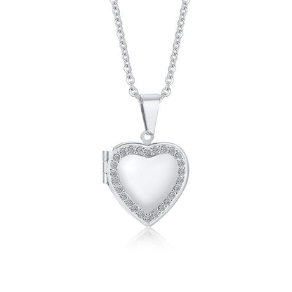 Simple Style Heart Shape Stainless Steel Plating Zircon Pendant Necklace 1 Piece